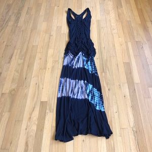 Sky Navy Tie Dye Maxi with High slits on sides
